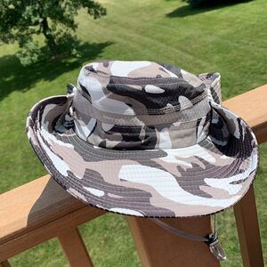 White Camo Bucket Hat Fishing Boating Camping hunting‎ gorpcore camouflage